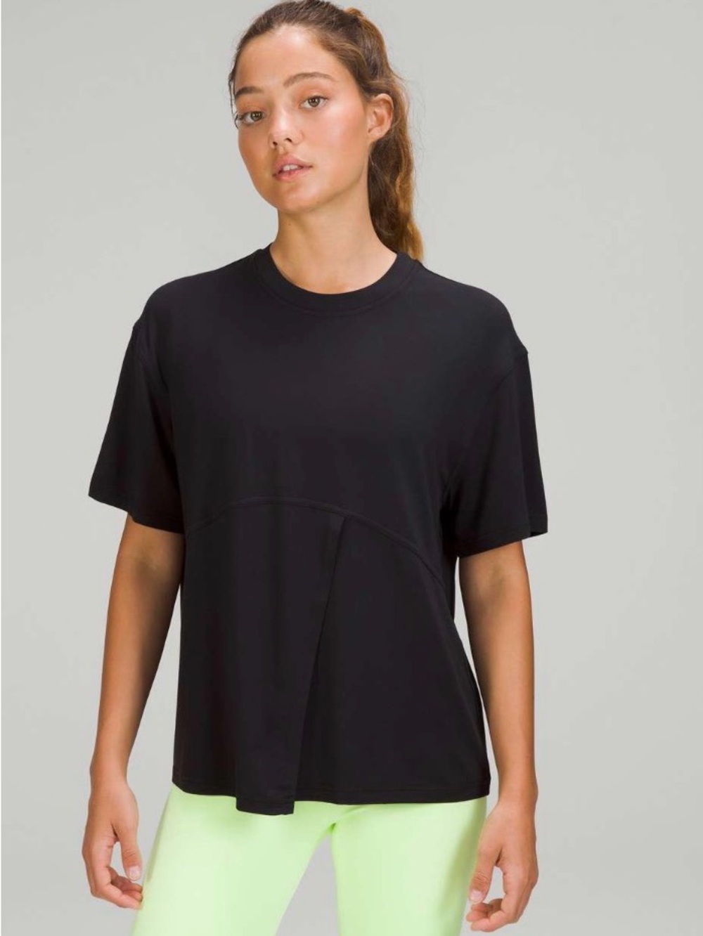 Lululemon Modal-Silk Blend Tie-Front Yoga T-Shirt - Black